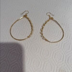 Elegant large Gold toned Hoop Earrings with faux Pearl Accents